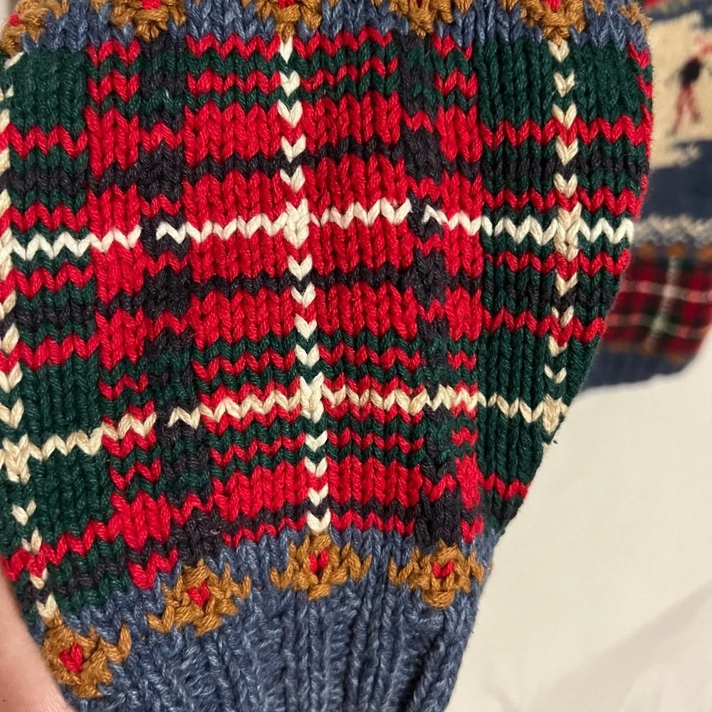 S Vintage knitted Talbots Ice Skater Holiday Christmas Winter  plaid sweater - Picture 4 of 12